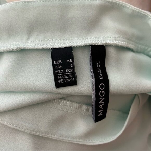 MANGO Button Down Blouse Sheer Crepe Long sleeve Mint green size XS - Picture 10 of 11